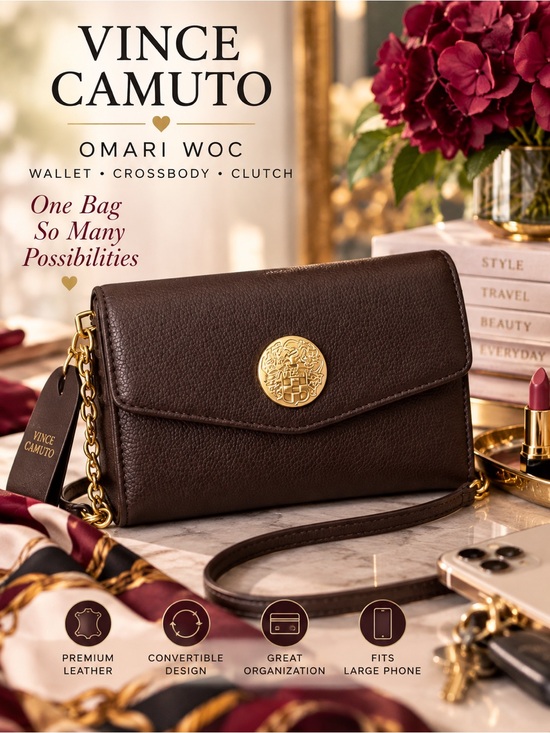 Vince Camuto Handbags - Vince Camuto Omari Leather Wallet on Chain WOC Crossbody NWT Black Cherry
